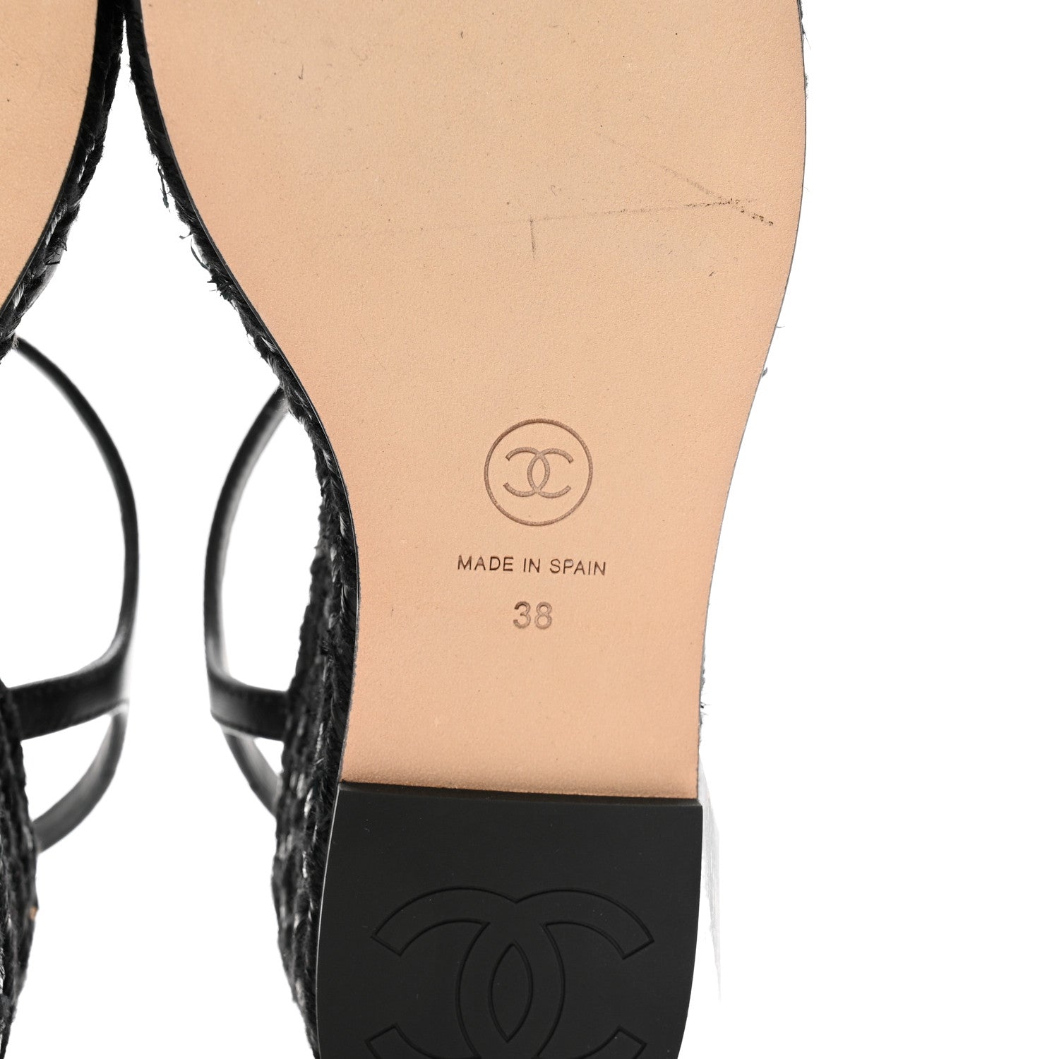 Chanel Lambskin Grosgrain CC Espadrilles Wedges 38 Black 7 of 11