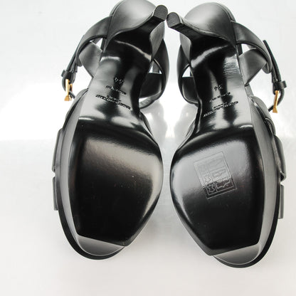 Saint Laurent Calfskin Tribute 75 Platform Sandals 34 Black 5 of 8