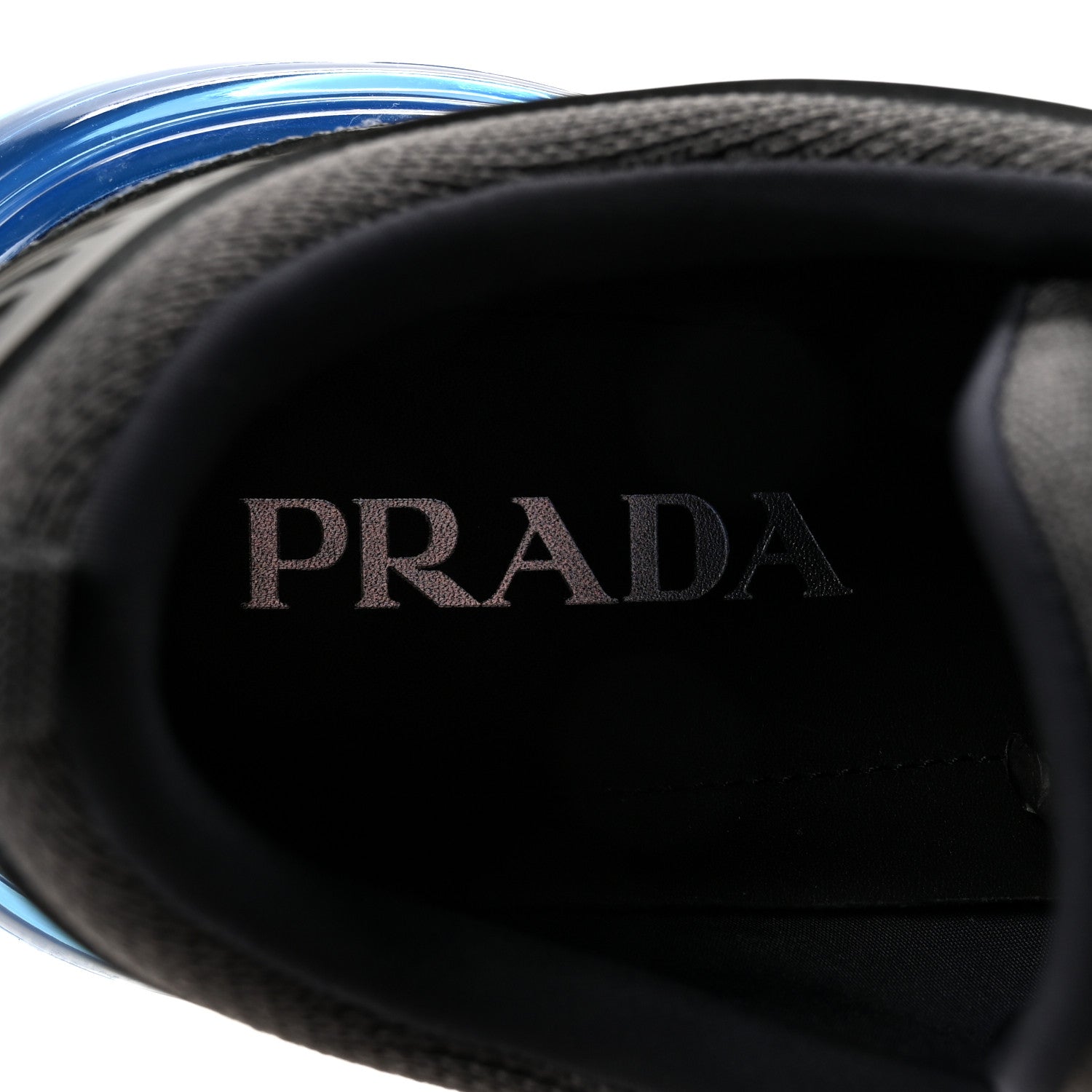 Prada Rubber Knit Fabric Mens Cloudbust Air Sneakers 8.5 Grey Blue 8 of 9
