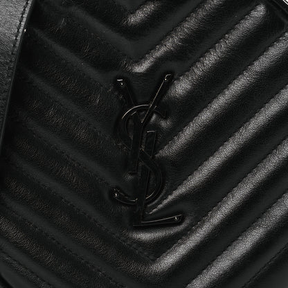 Saint Laurent Calfskin Matelasse Chevron Round Vinyle Camera Bag Black 8 of 13
