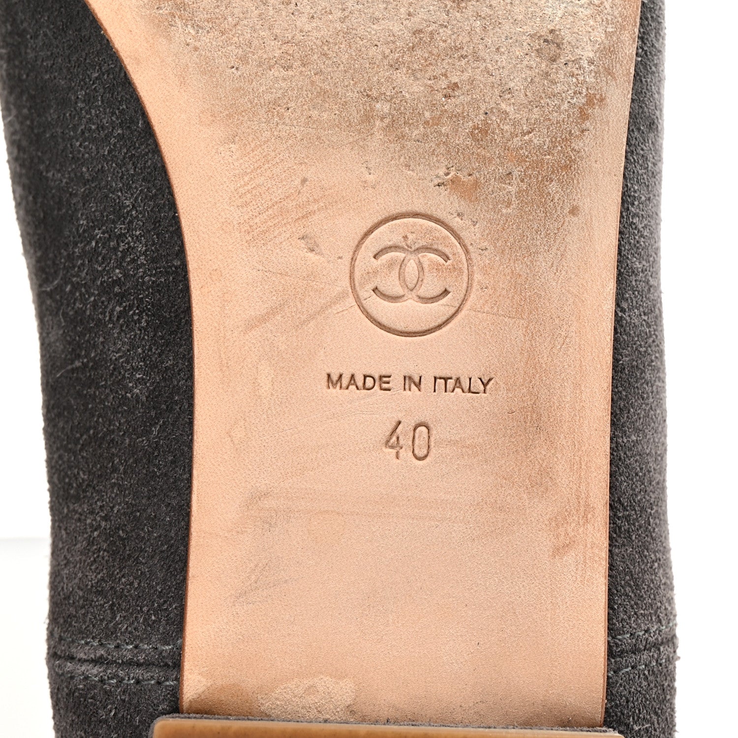 Chanel Suede Camellia CC Ballerina Flats 40 Grey 7 of 9