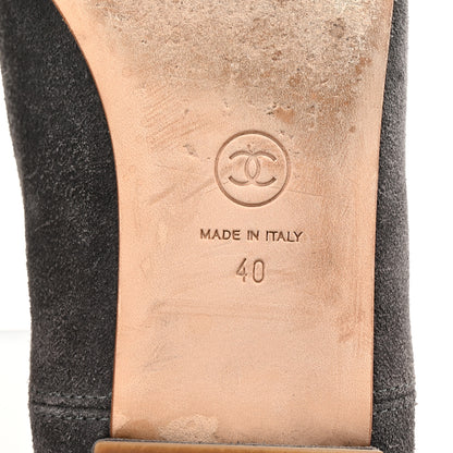 Chanel Suede Camellia CC Ballerina Flats 40 Grey 7 of 9