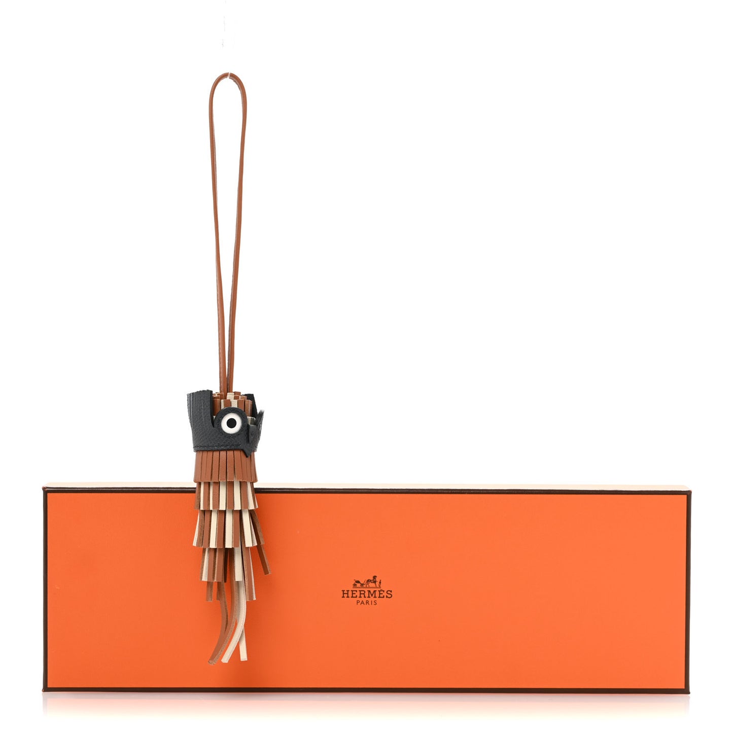 Milo Lambskin Epsom Chouette Bag Charm Gold Craie Misty White