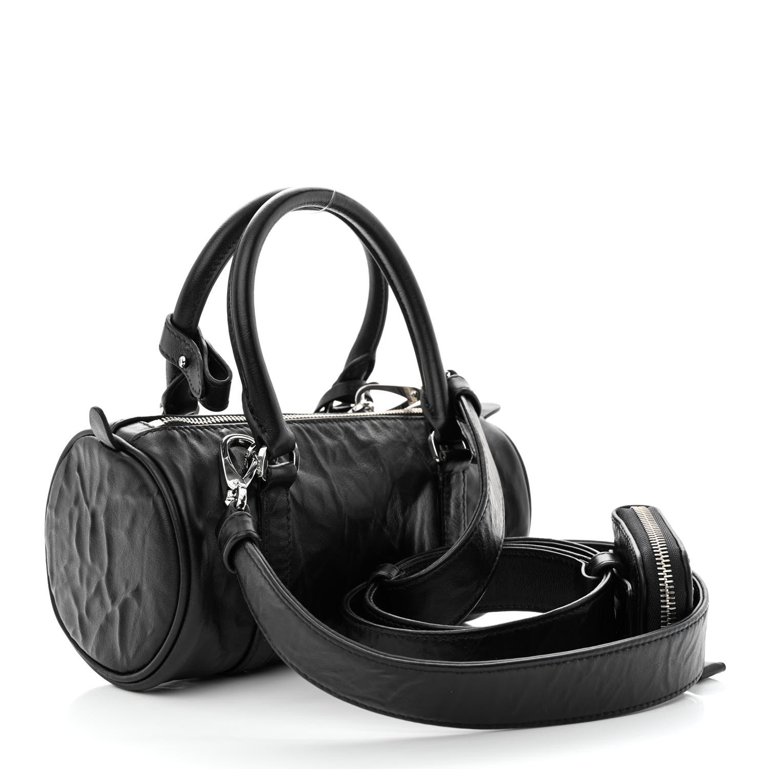 Prada Nappa Antique Re-Edition 2002 Barrel Shoulder Bag Black 3 of 13
