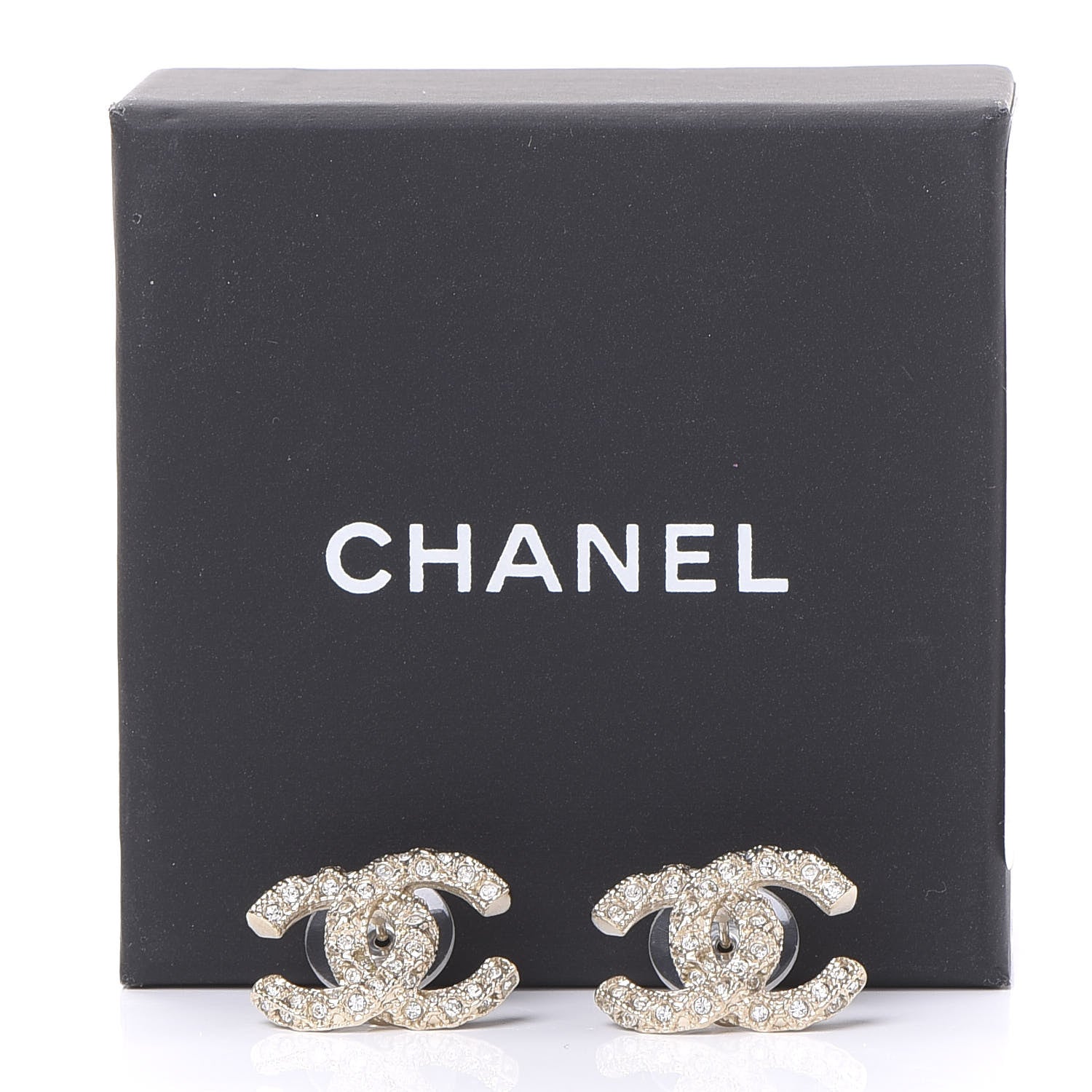 Chanel Crystal CC Earrings Gold 5 of 5