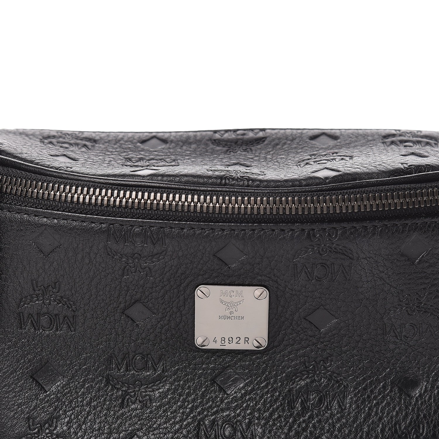 MCM Calfskin Ottomar Monogram Belt Bag Black 8 of 10