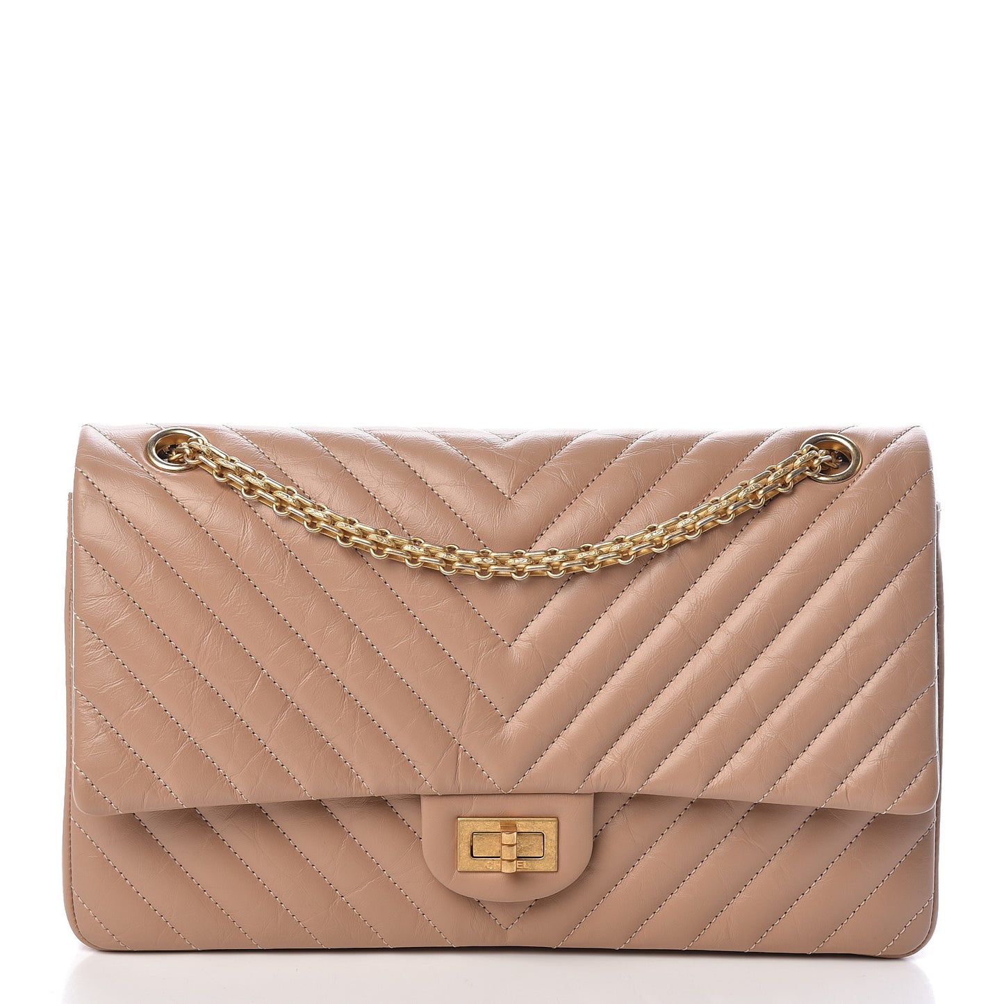 Aged Calfskin Chevron Quilted 2.55 Reissue 226 Flap Beige