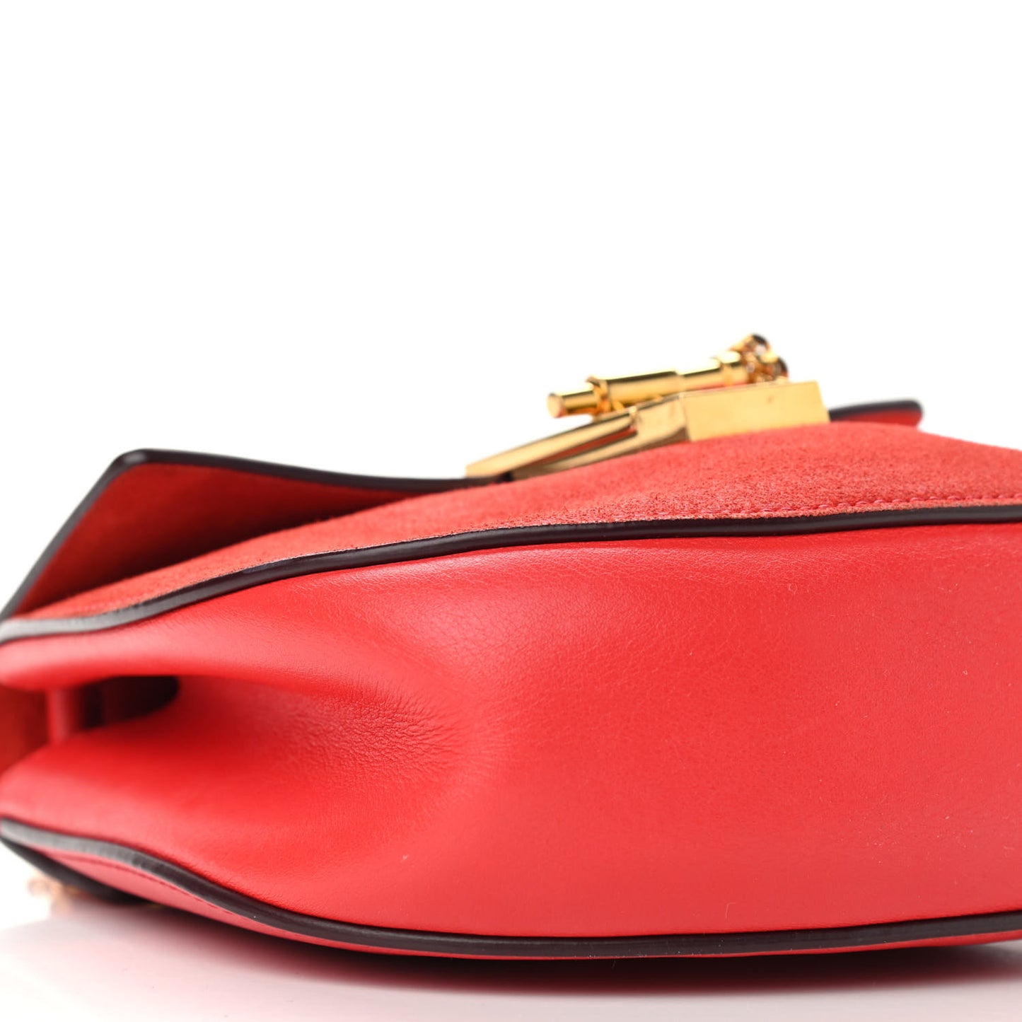 Lambskin Suede Calfskin Mini Drew Shoulder Bag Red