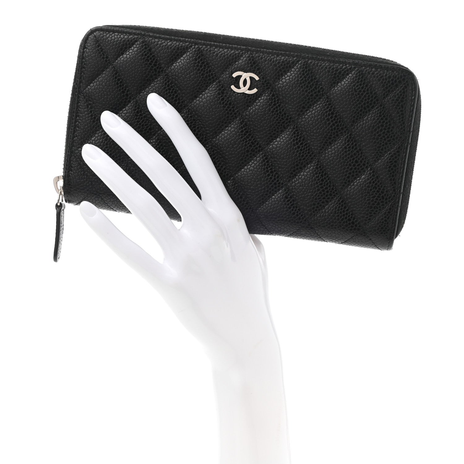 Chanel Caviar Quilted Large Gusset Zip Around Wallet Black 2 of 9