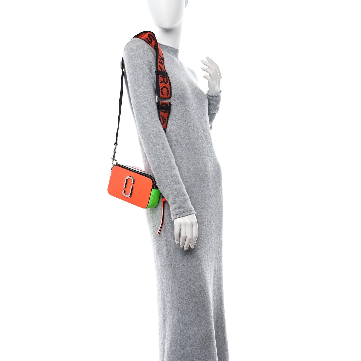 Saffiano Small Fluoro Snapshot Camera Bag Neon Orange