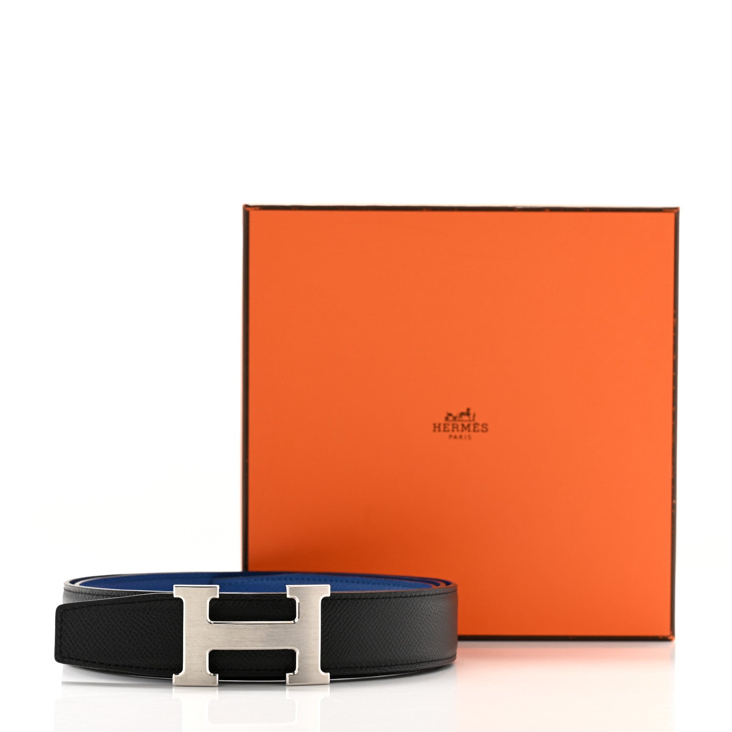 Hermes Epsom 38mm Constance H Belt 110 Black Bleu Zellige 8 of 8