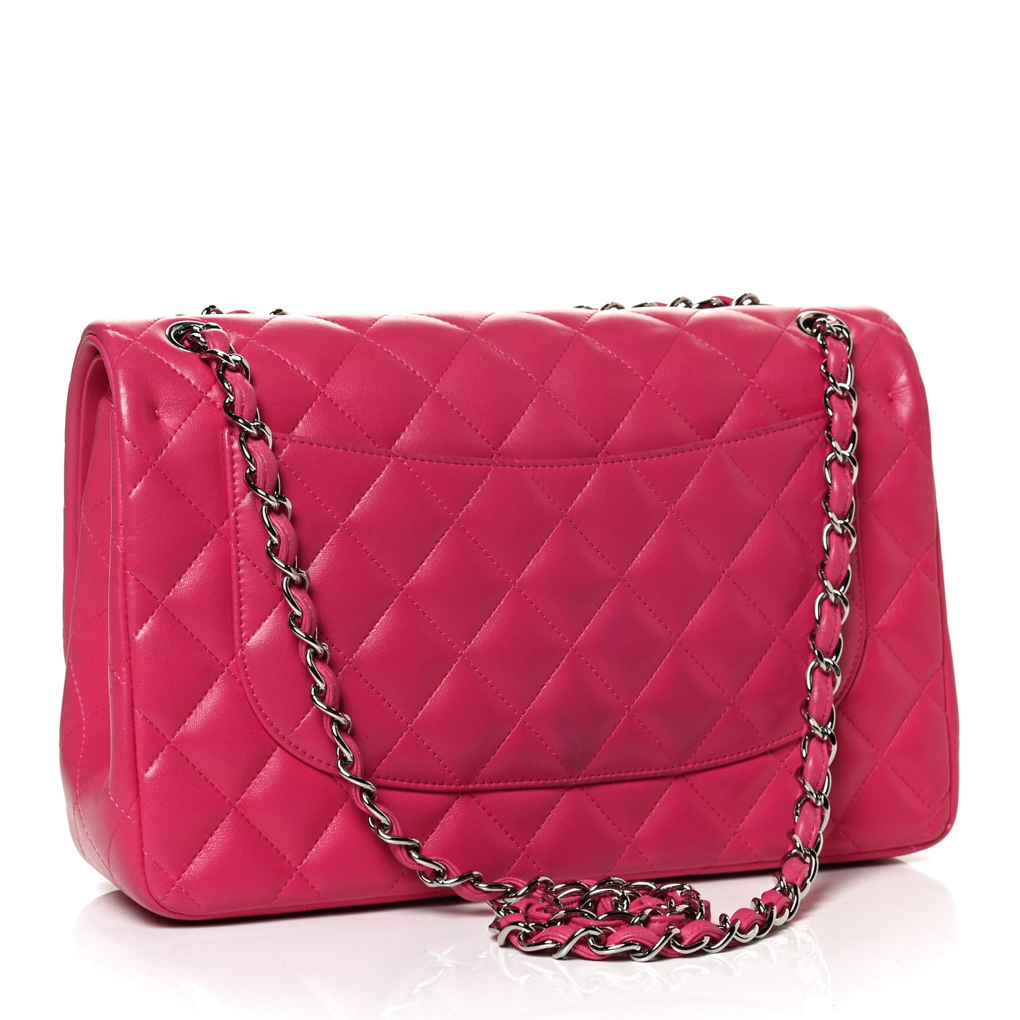 Lambskin Quilted Jumbo Double Flap Dark Pink