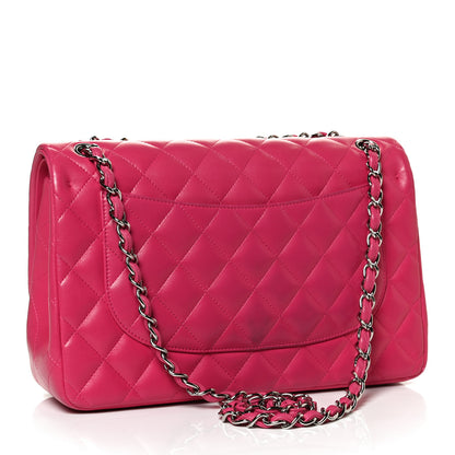 Chanel Lambskin Quilted Jumbo Double Flap Dark Pink 3 of 11