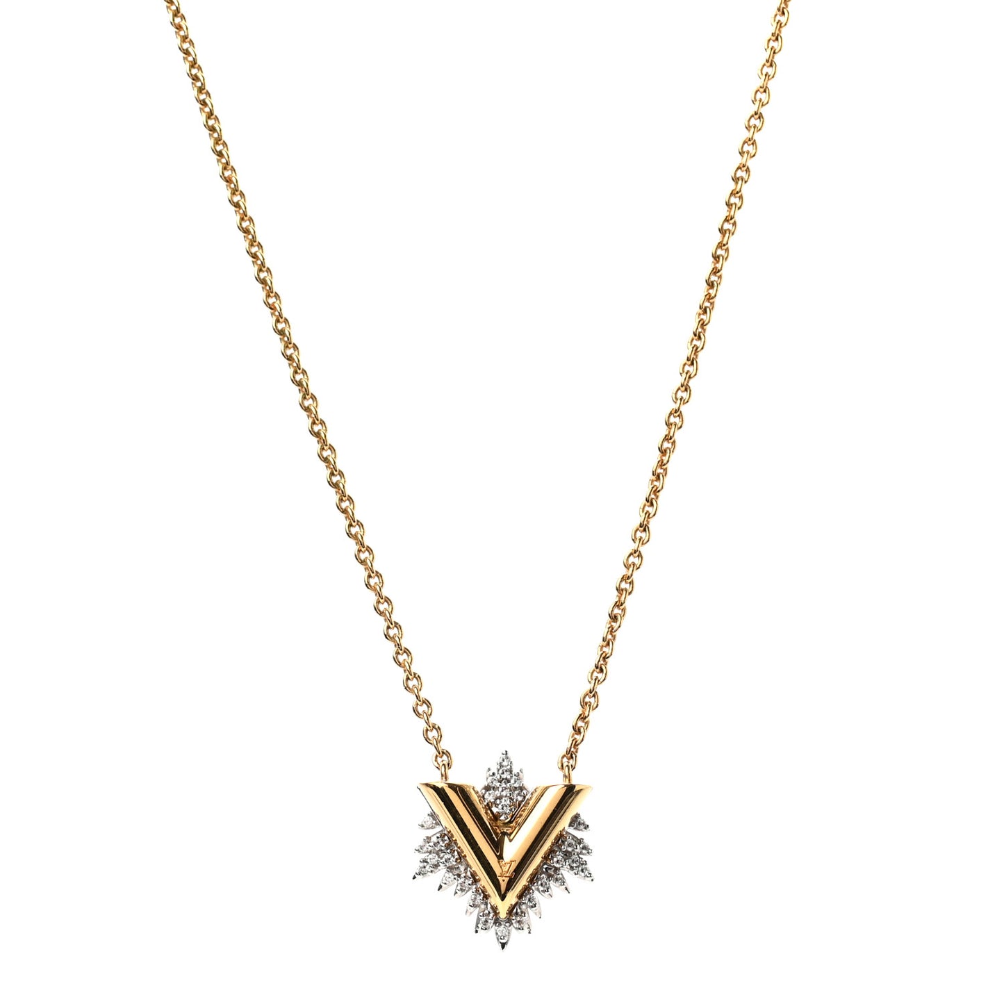 Crystal Essential Glory LV Necklace Gold