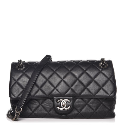 Chanel Shiny Lambskin Quilted Medium Burgundy Rocks Flap Black 1 of 12
