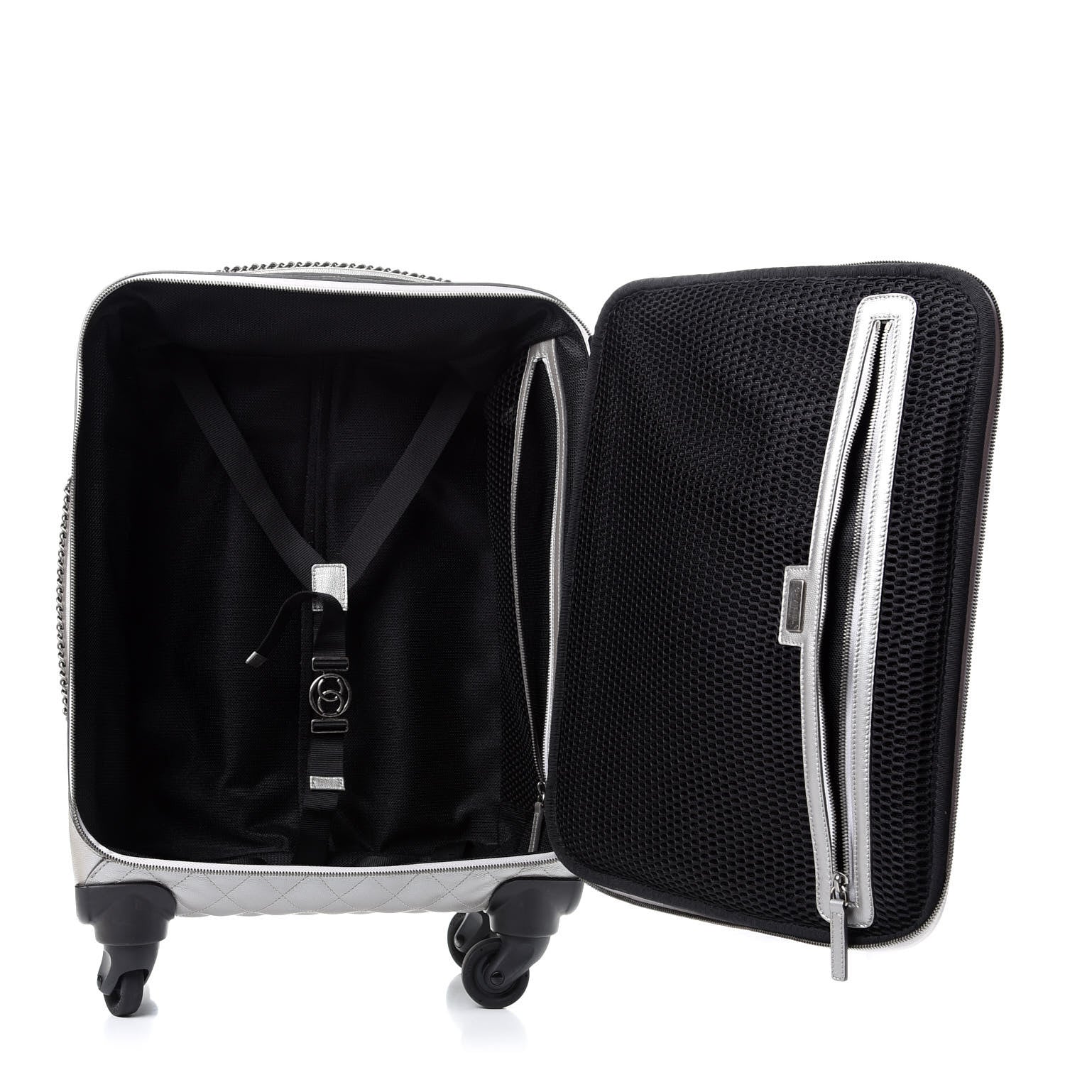 Chanel Metallic Caviar Quilted Coco Case Trolley Silver 4 of 9