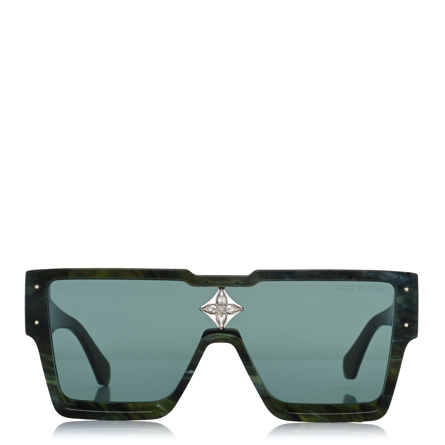 Louis Vuitton Acetate Marble Effect Swarovski Cyclone Sunglasses Z1552W Green 2 of 8
