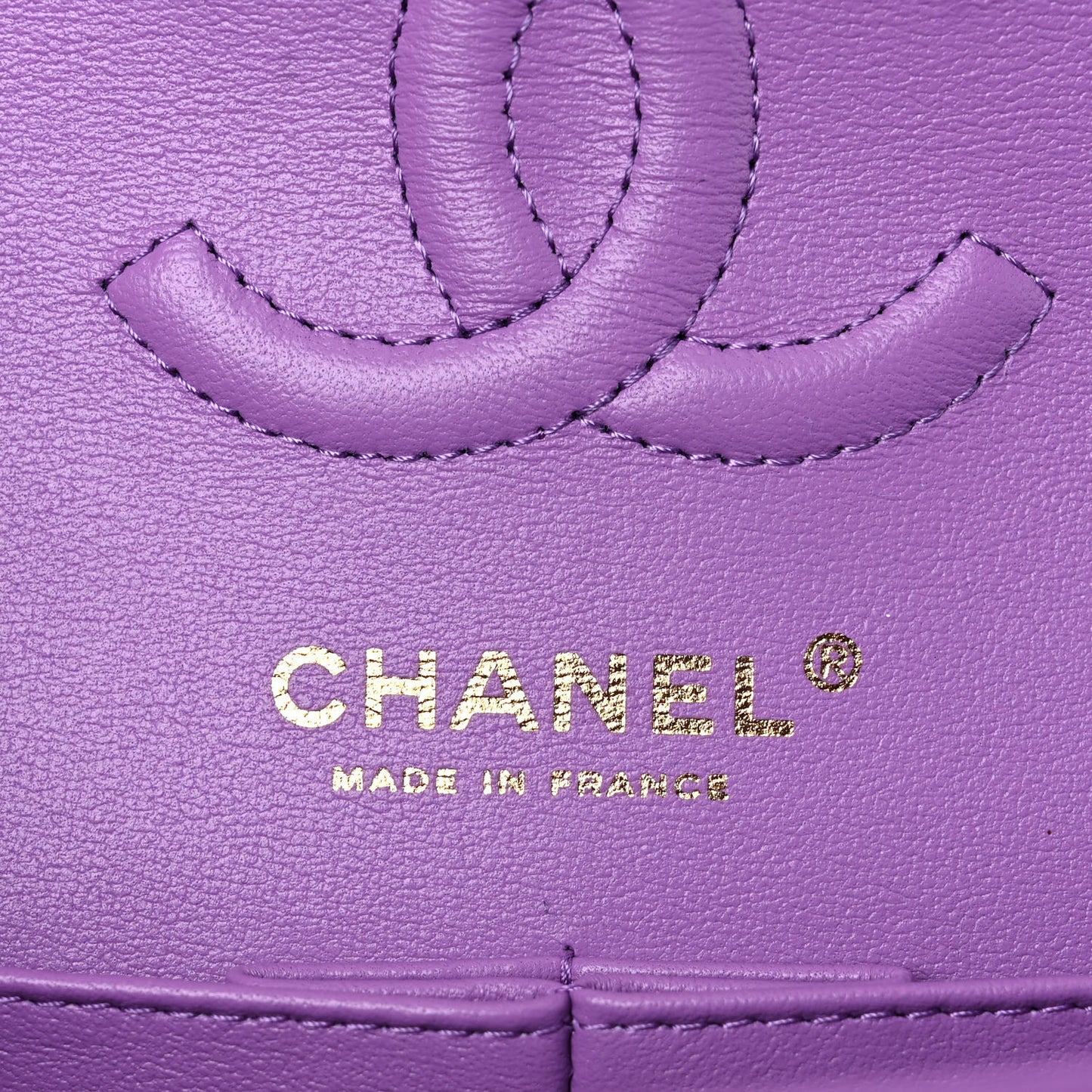 Caviar Quilted Small Double Flap Purple