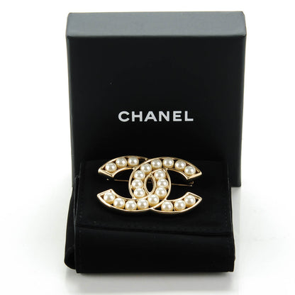 Chanel Pearl CC Brooch Pin Gold 6 of 6