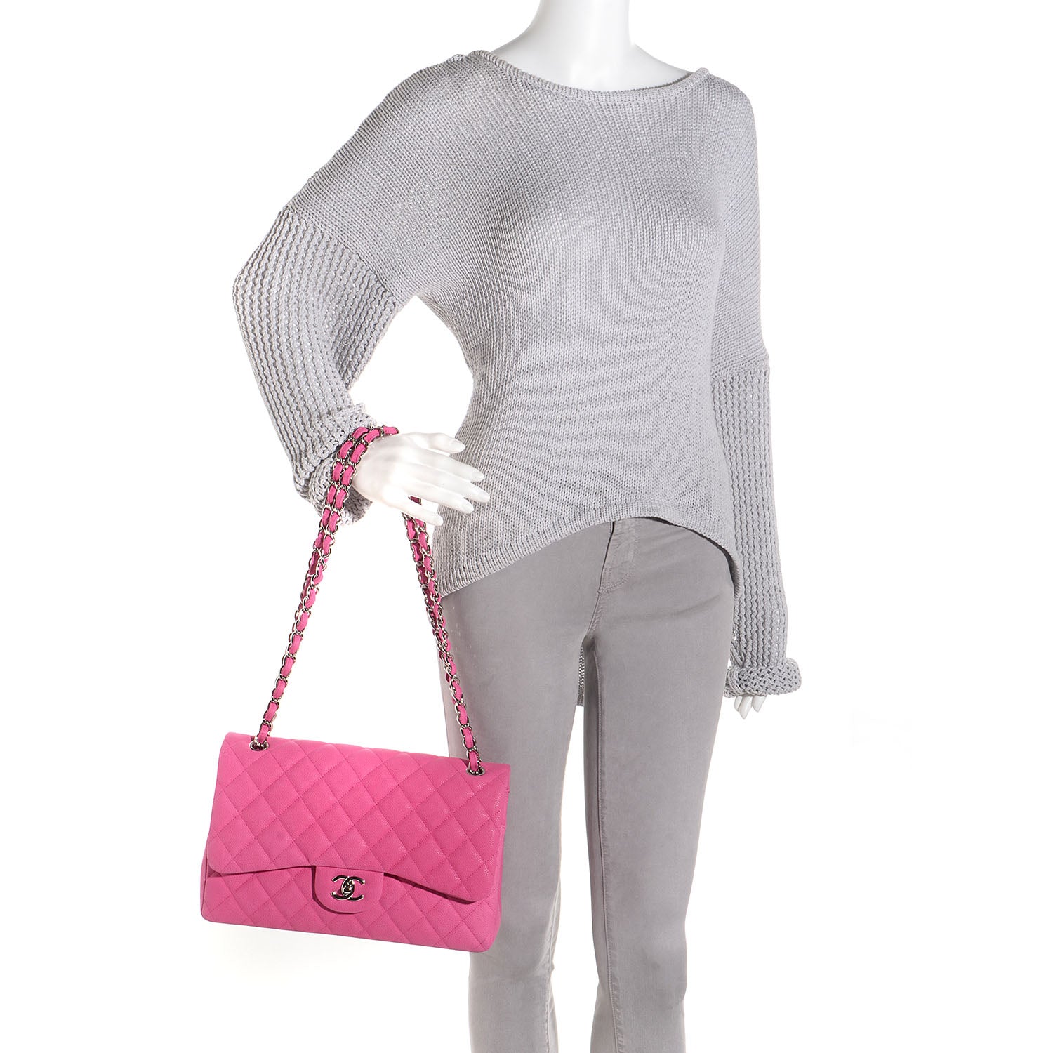 Chanel Iridescent Caviar Jumbo Double Flap Hot Pink 2 of 7