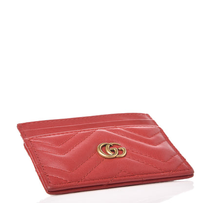 Gucci Calfskin Matelasse GG Marmont Card Holder Hibiscus Red 4 of 7