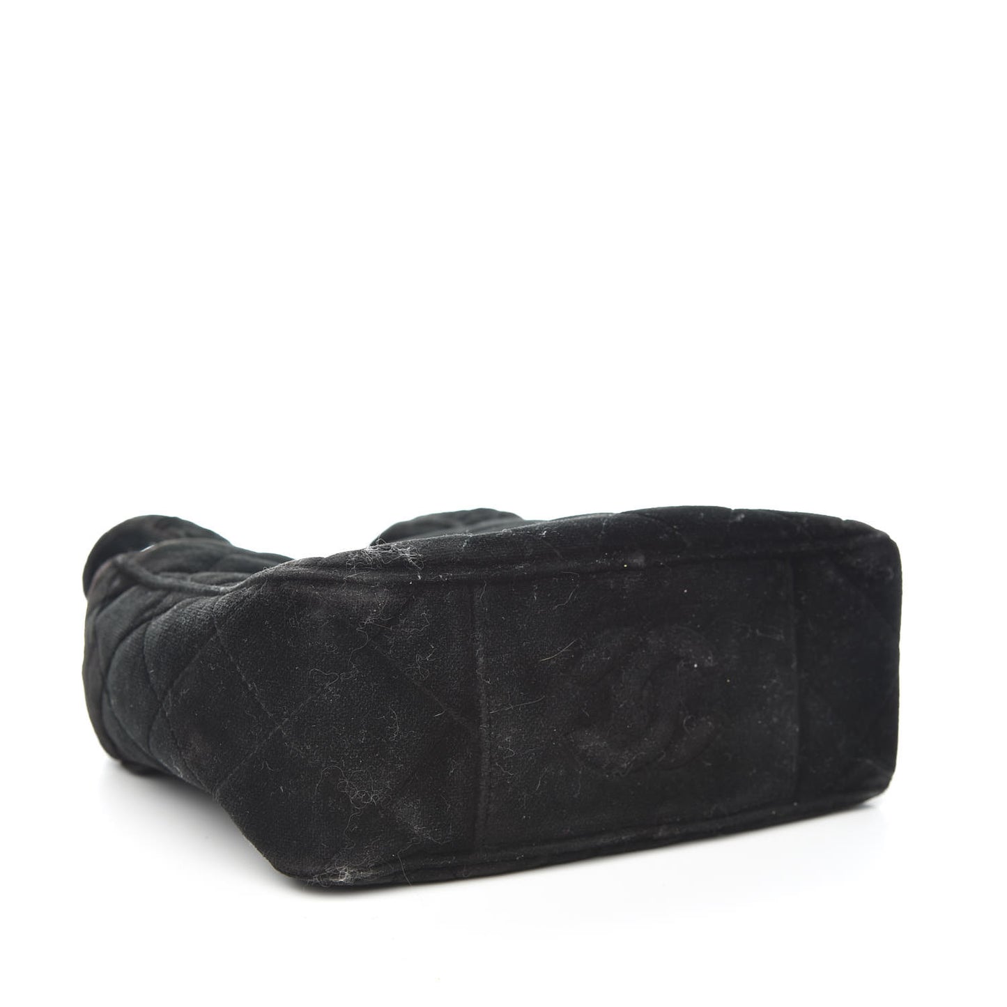 Velvet Quilted Top Handle Bag Black