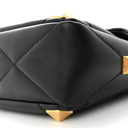 Valentino Garavani Nappa Large Roman Stud Shoulder Bag Black 9 of 11