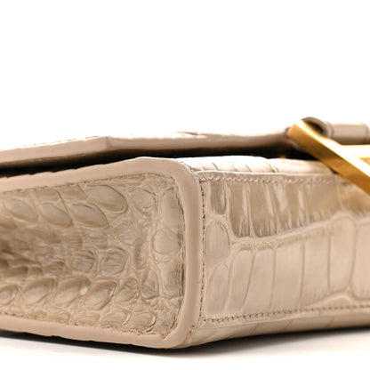 Balenciaga Shiny Calfskin Crocodile Embossed Hourglass Chain Bag Dark Beige 10 of 15