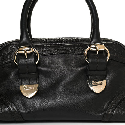Gucci Calfskin Guccissima Signoria Bowler Bag Black 10 of 14