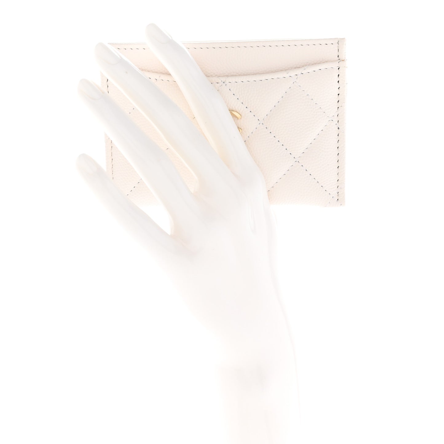 Caviar Quilted Card Holder White
