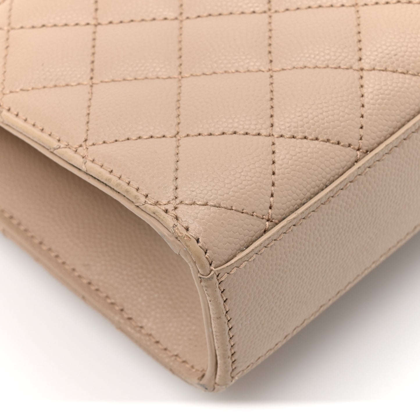 Grain De Poudre Textured Mixed Matelasse Triquilt Small Monogram Satchel Dark Beige