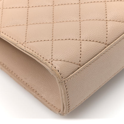 Saint Laurent Grain De Poudre Textured Mixed Matelasse Triquilt Small Monogram Satchel Dark Beige 12 of 13