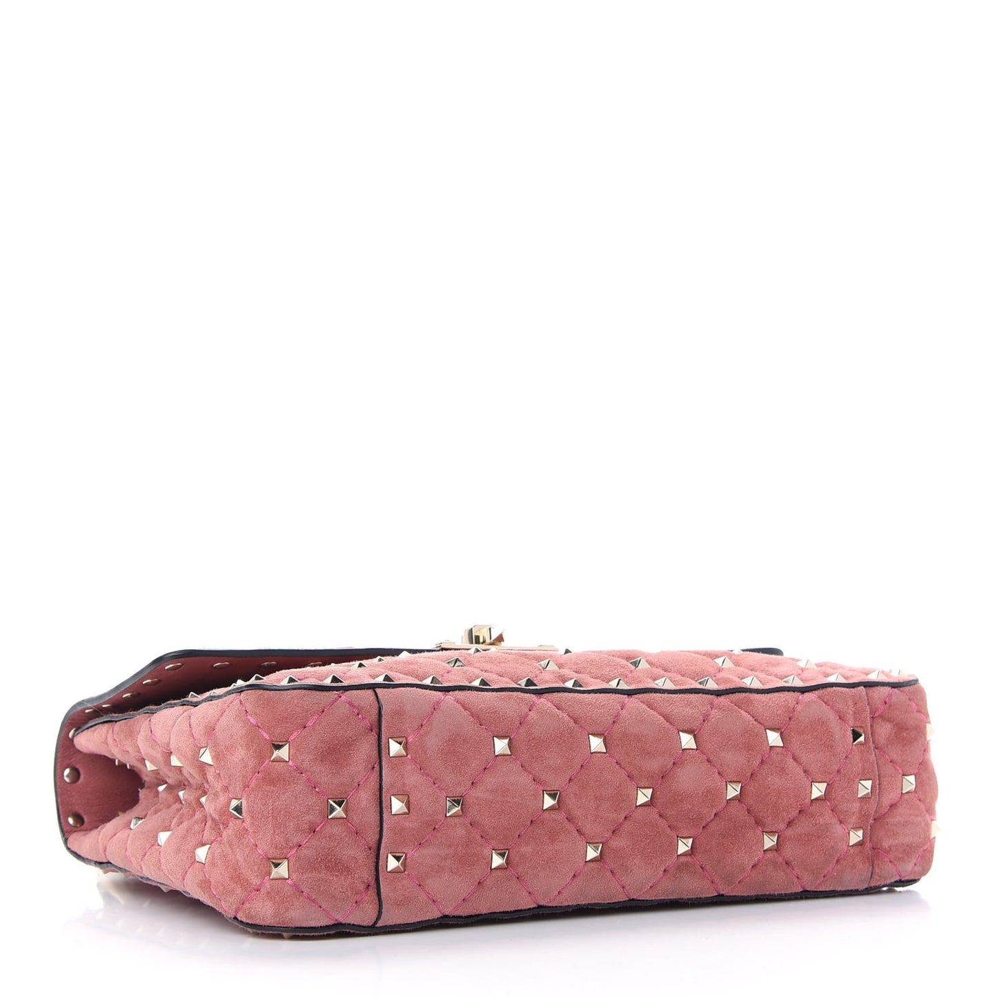 Suede Medium Rockstud Spike Shoulder Bag Antico Rosa