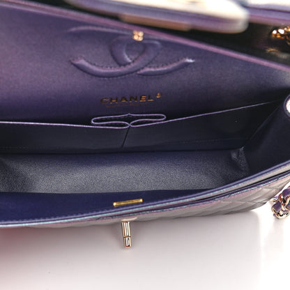 Chanel Iridescent Caviar Quilted Medium Double Flap Dark Blue 5 of 10
