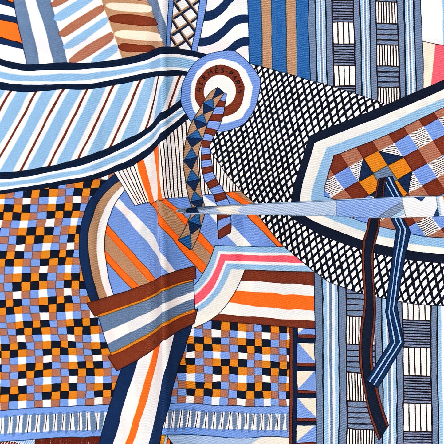 Silk La Selle Imaginaire Dossard Scarf 90 Bleu Tabac Grenadine