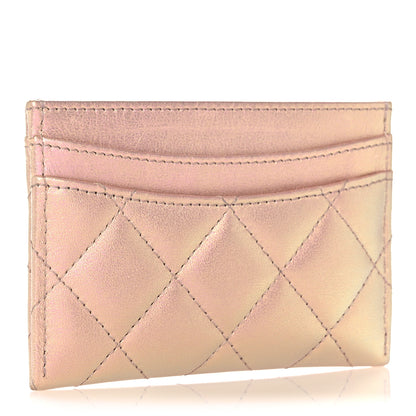 Chanel Iridescent Calfskin Quilted Card Holder Pink 3 of 10