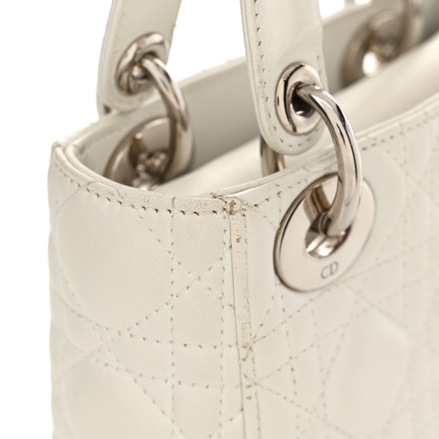 Lambskin Cannage Mini Lady Dior White