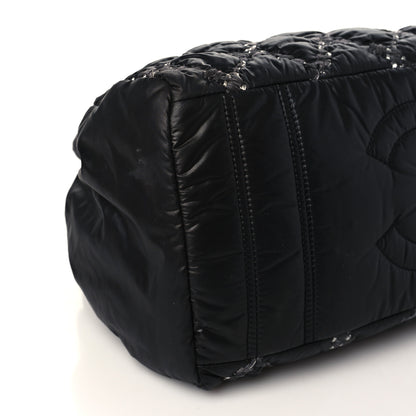 Chanel Nylon Quilted Tweed Stitch Bubble Tote Black 9 of 10