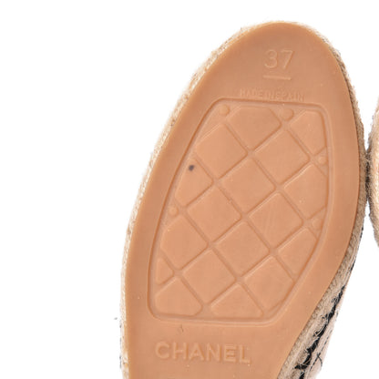 Chanel Fabric Biarritz CC Espadrilles 37 Beige Black 6 of 11