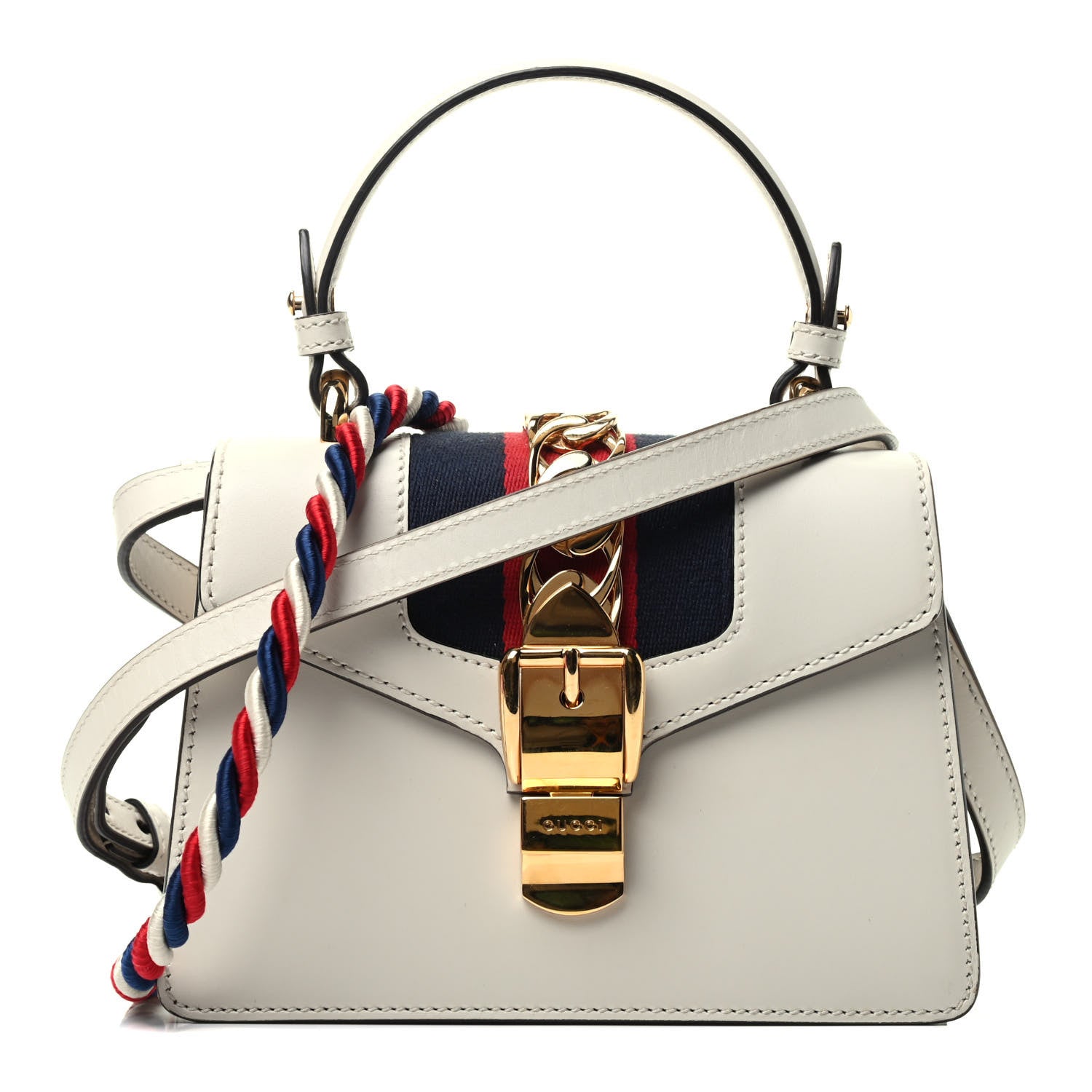 Gucci Calfskin Mini Sylvie Top Handle Bag White 1 of 4