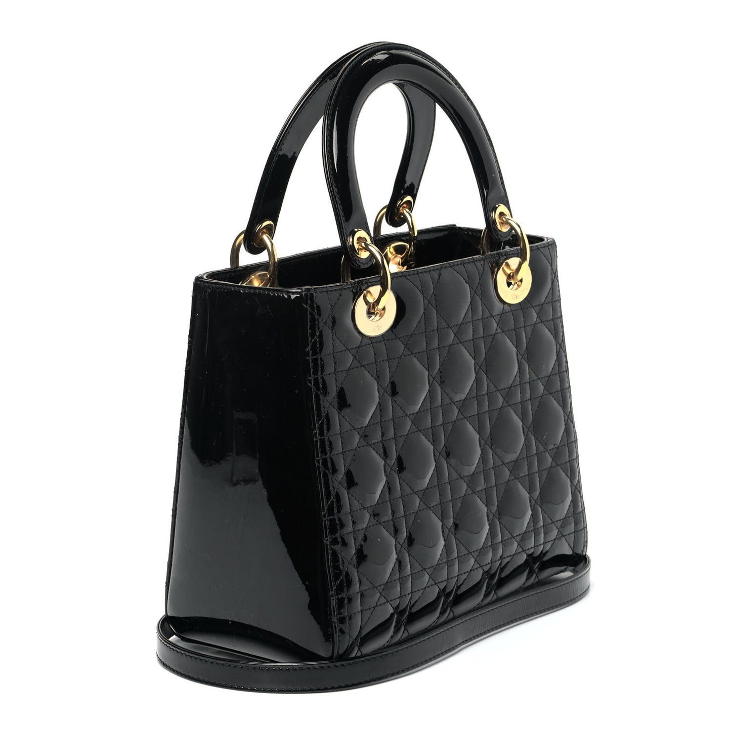 Patent Cannage Medium Lady Dior Black