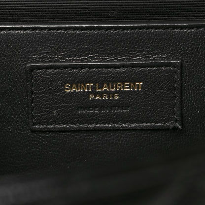 Saint Laurent Grain De Poudre Textured Mixed Matelasse Triquilt Medium Monogram Satchel Black 6 of 9