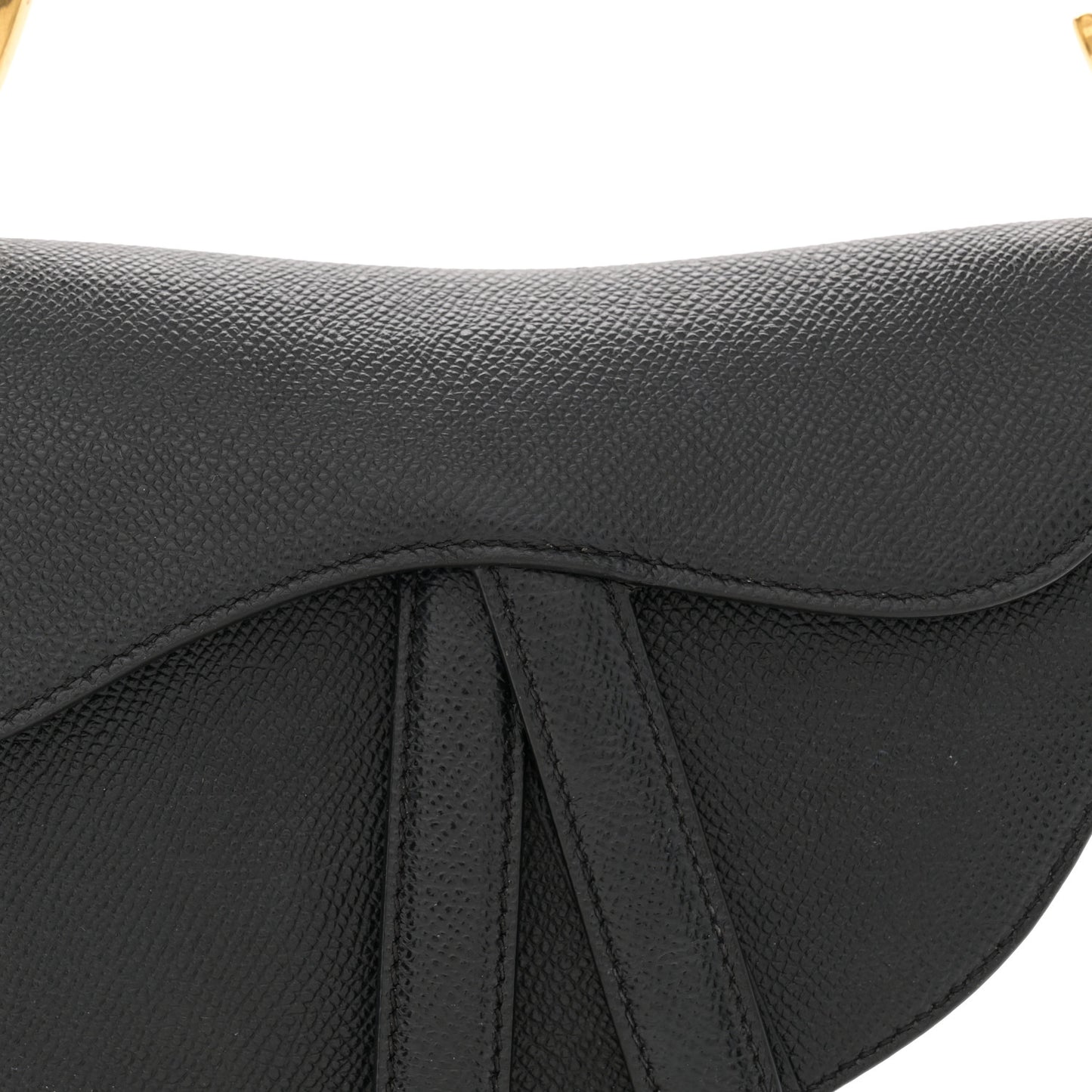 Grained Calfskin Mini Saddle Bag Black