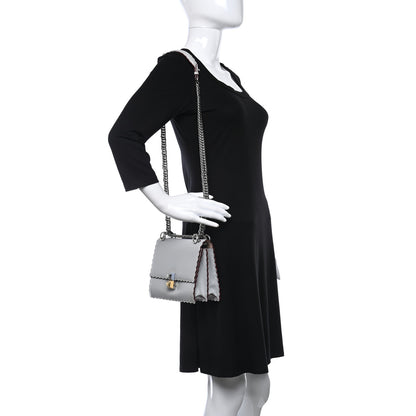 Fendi Vitello Liberty Scalloped Studded Small Kan I Shoulder Bag Grigio Perla 2 of 10