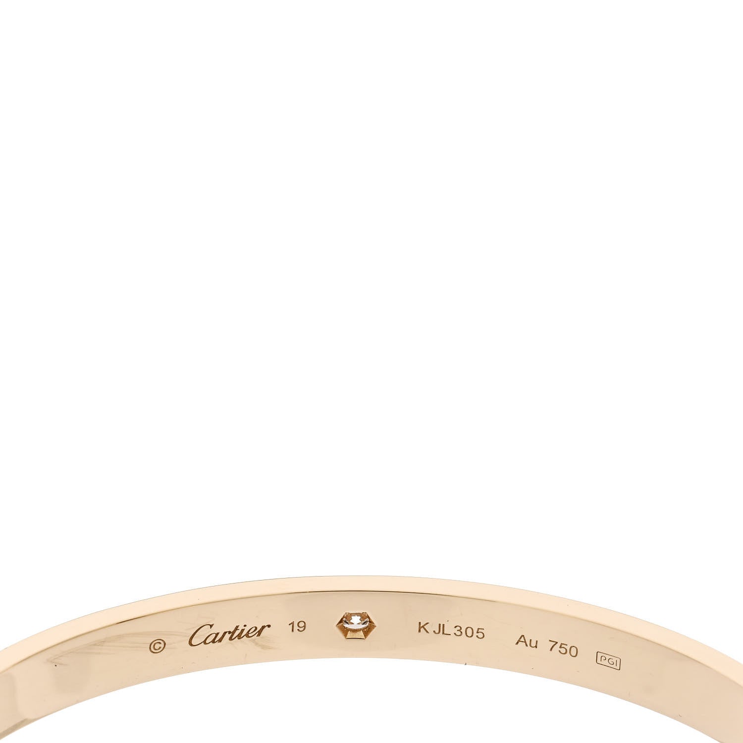 Cartier 18K Yellow Gold 1 Diamond LOVE Cuff Bracelet 19 3 of 4