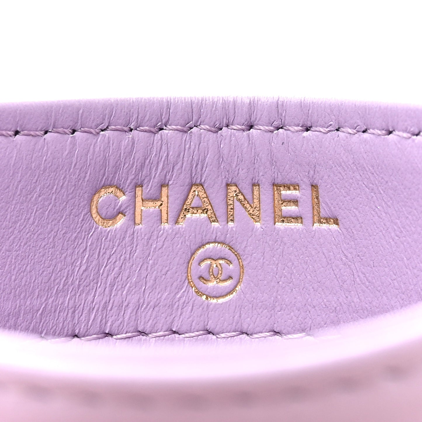 Lambskin Quilted Chanel 19 Card Holder Light Purple
