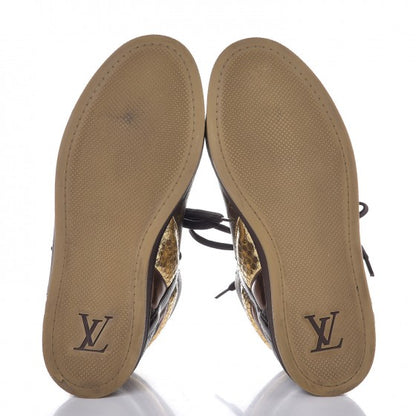 Louis Vuitton Calfskin Monogram High Top Sneakers 36 Brown 7 of 11
