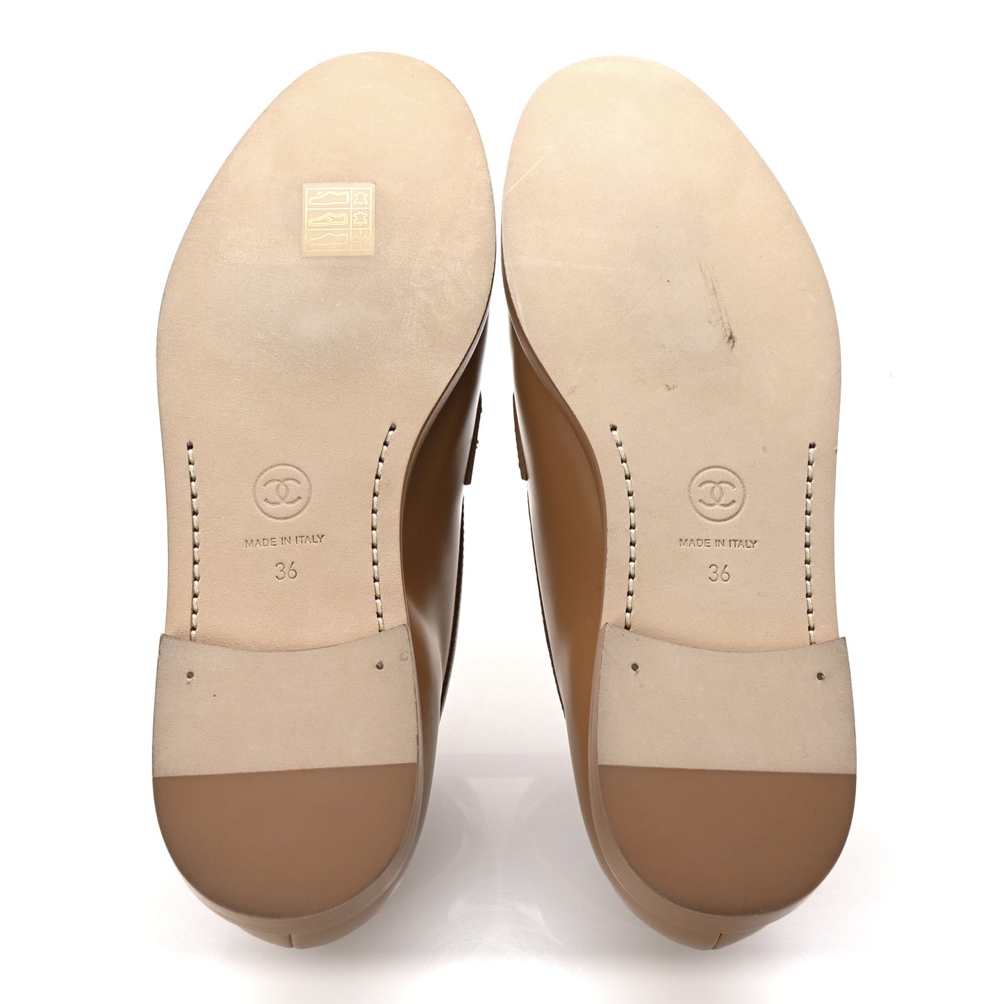 Shiny Calfskin CC Moccasin Loafers 36 Brown