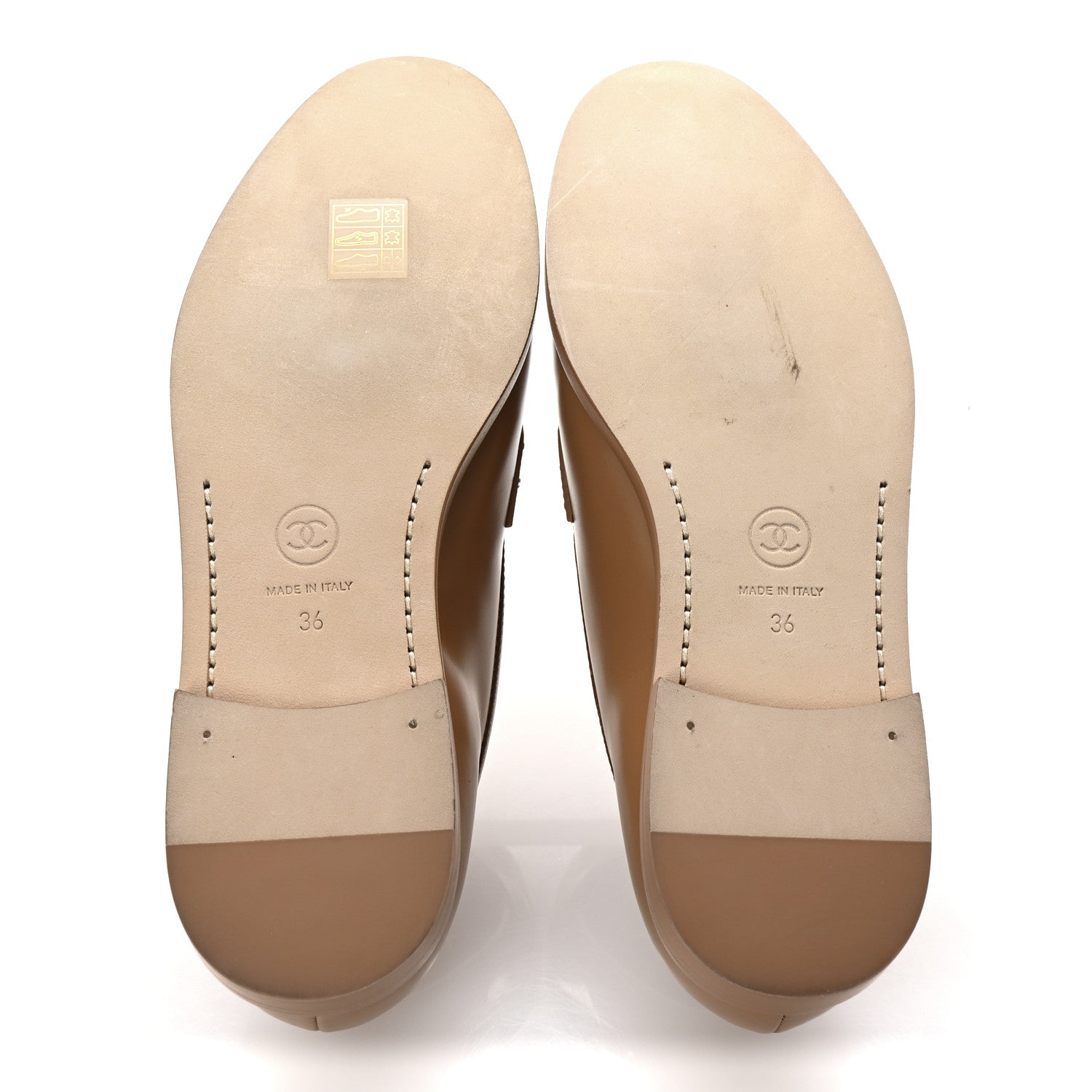 Chanel Shiny Calfskin CC Moccasin Loafers 36 Brown 6 of 10