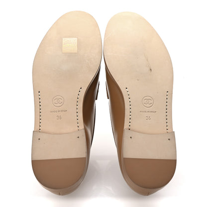 Chanel Shiny Calfskin CC Moccasin Loafers 36 Brown 6 of 10